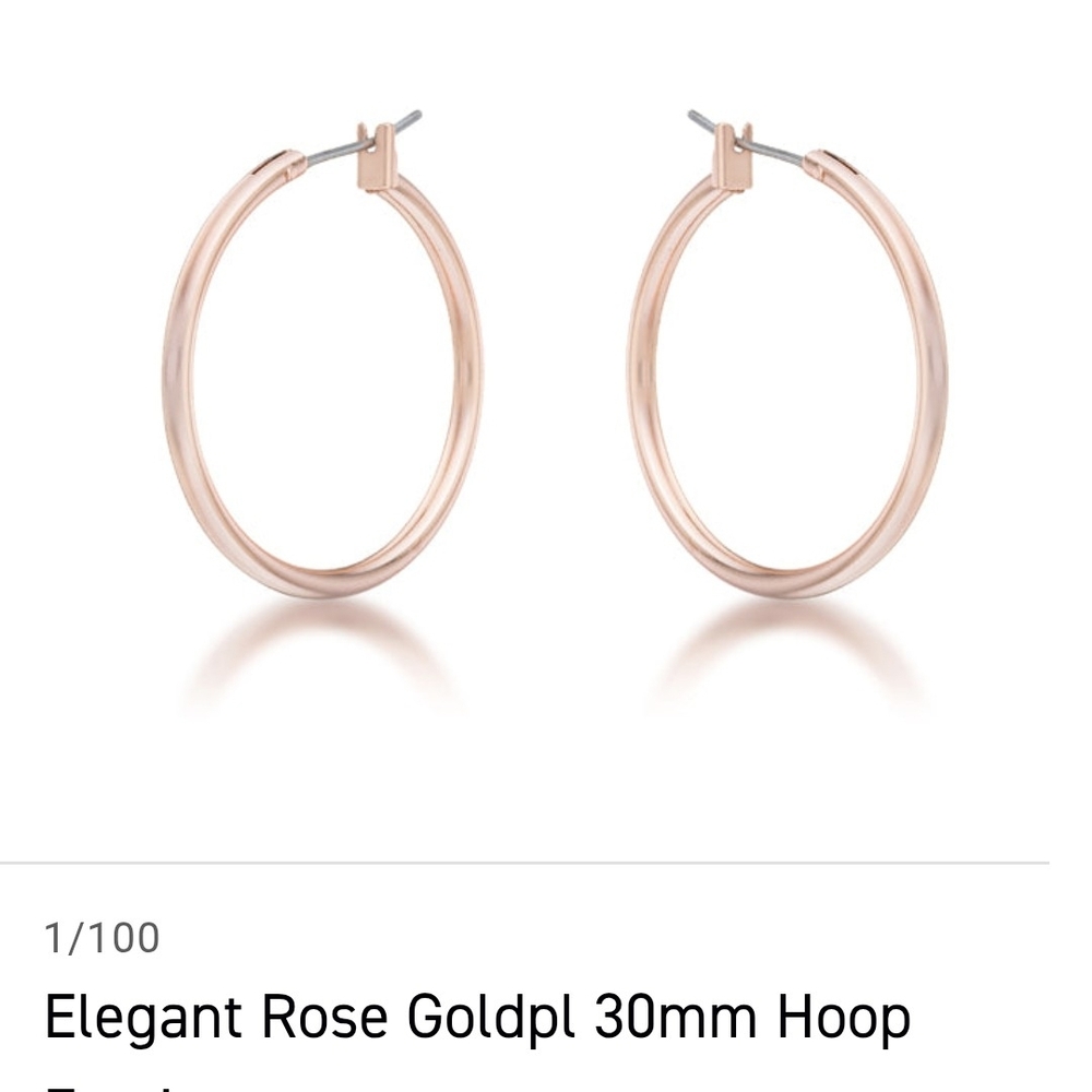 Rose Gold Hoop Earrings - Picture 4 of 5
